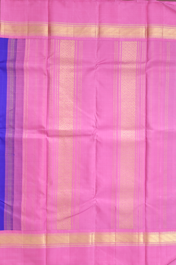 Kanchipuram Silk Saree In Royal Blue With Peacock Buttas