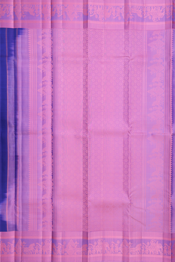 Kanchipuram Silk Saree In Royal Blue With Peacock Buttas