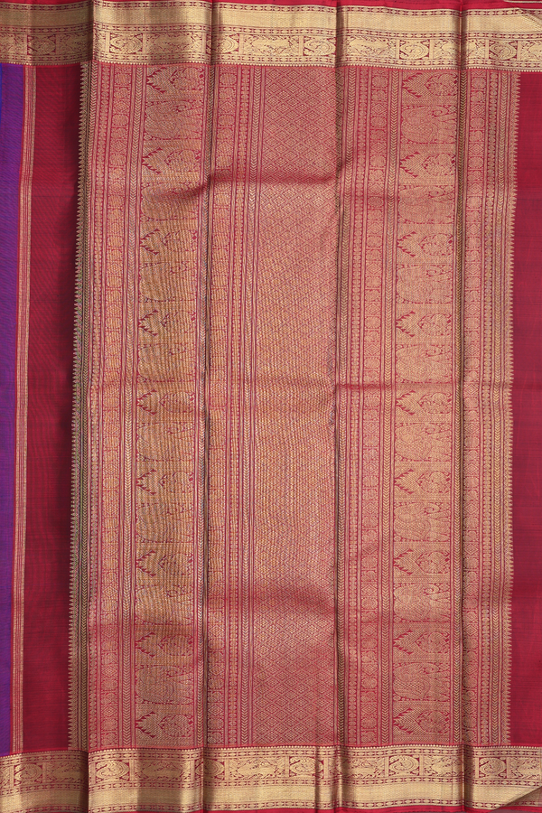 Kanchipuram Silk Saree In Royal Blue With Peacock Buttas