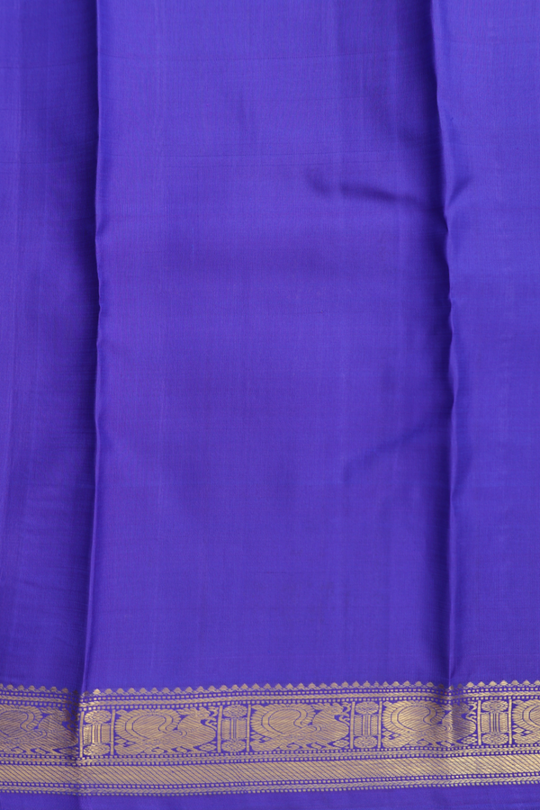 Kanchipuram Silk Saree In Royal Blue With Peacock Buttas