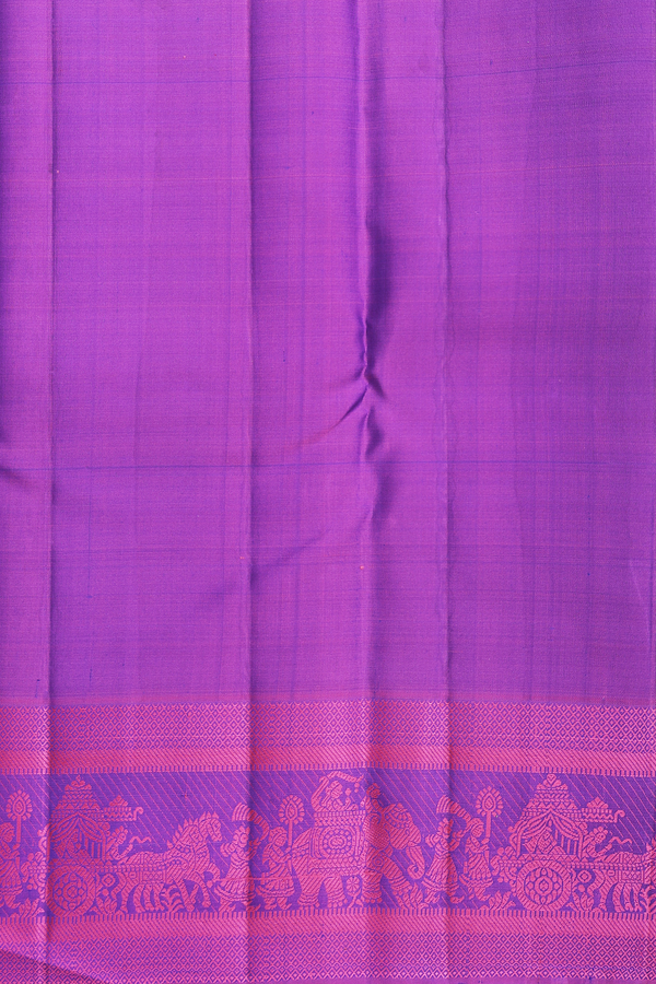 Kanchipuram Silk Saree In Royal Blue With Peacock Buttas