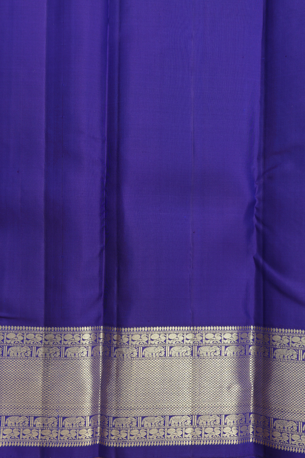 Kanchipuram Silk Saree In Royal Blue With Peacock Buttas