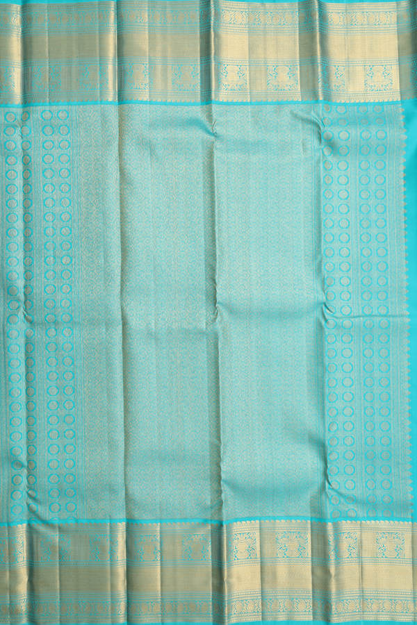 Kanchipuram Silk Saree In Royal Blue With Peacock Design