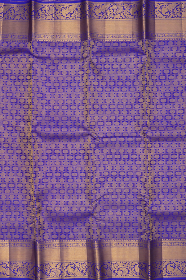 Kanchipuram Silk Saree In Indigo Blue With Rudraksh Design