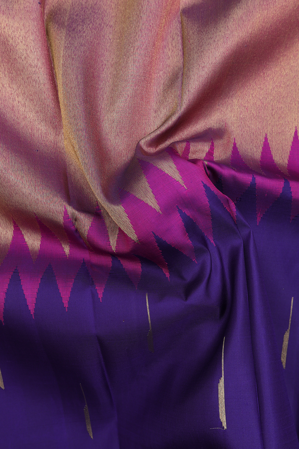 Kanchipuram Silk Saree In Royal Blue With Step Border