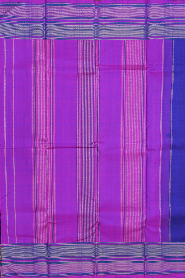Kanchipuram Silk Saree In Royal Blue With Stripes Border