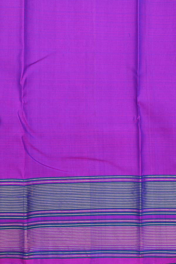Kanchipuram Silk Saree In Royal Blue With Stripes Border