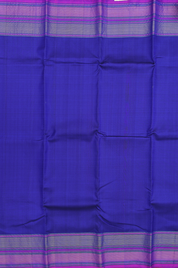 Kanchipuram Silk Saree In Royal Blue With Stripes Border