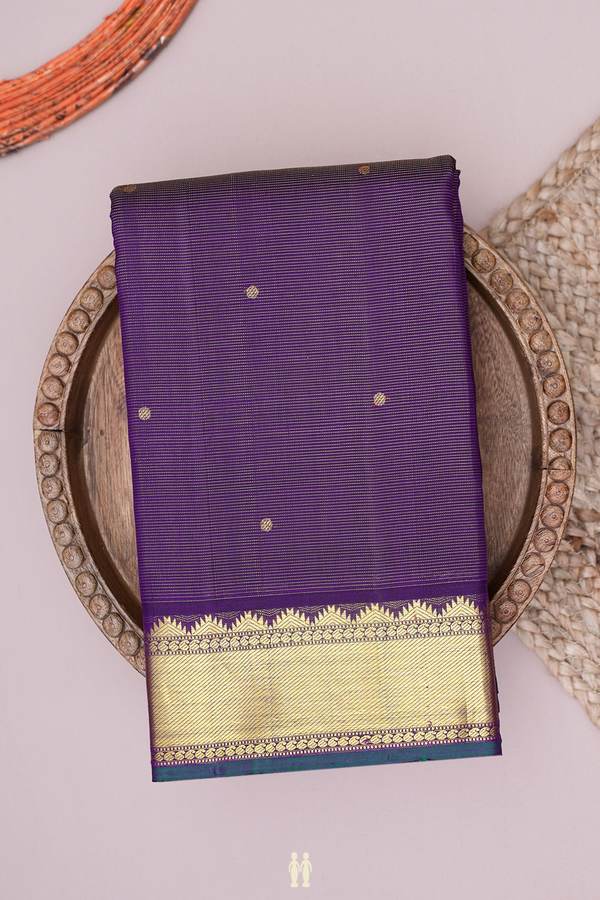 Kanchipuram Silk Saree In Royal Blue With Stripes Design