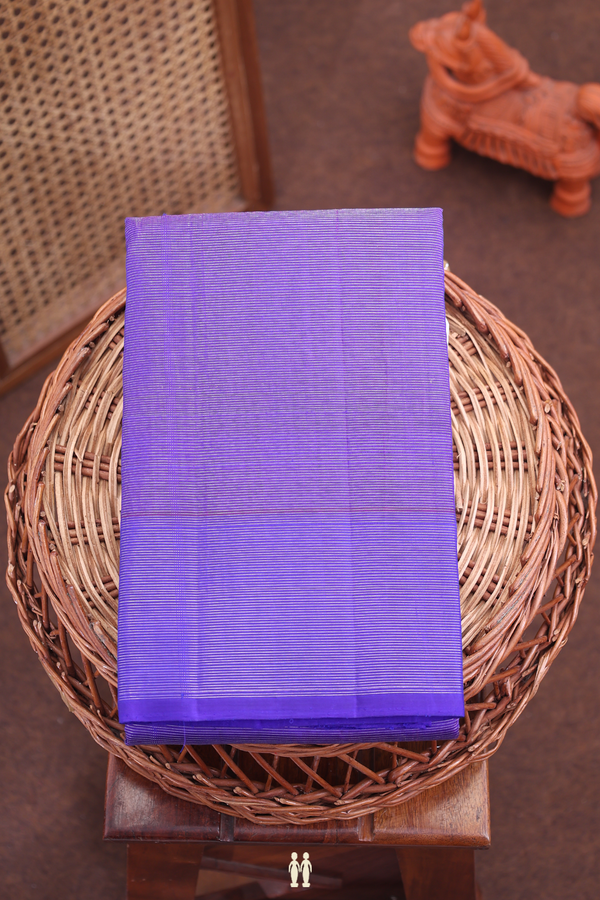 Kanchipuram Silk Saree In Royal Blue With Stripes Design