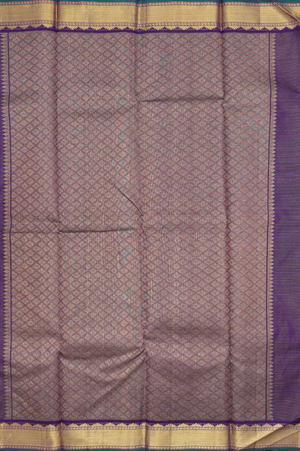 Kanchipuram Silk Saree In Royal Blue With Stripes Design