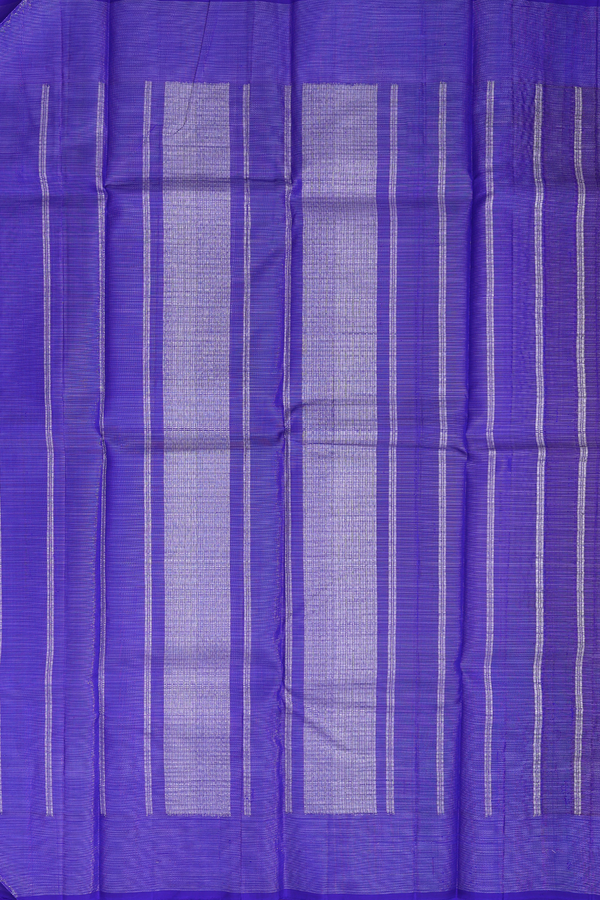 Kanchipuram Silk Saree In Royal Blue With Stripes Design