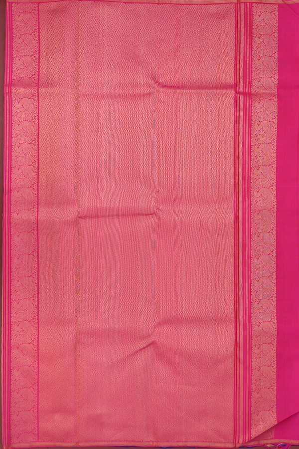 Kanchipuram Silk Saree In Royal Blue With Stripes Design