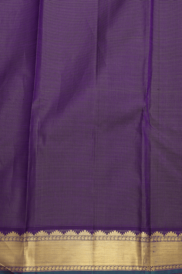 Kanchipuram Silk Saree In Royal Blue With Stripes Design