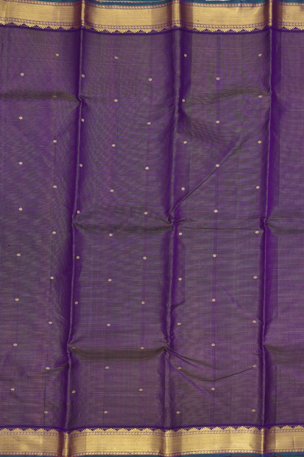 Kanchipuram Silk Saree In Royal Blue With Stripes Design