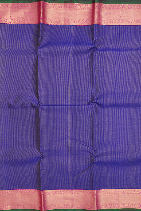 Kanchipuram Silk Saree In Royal Blue With Stripes Design