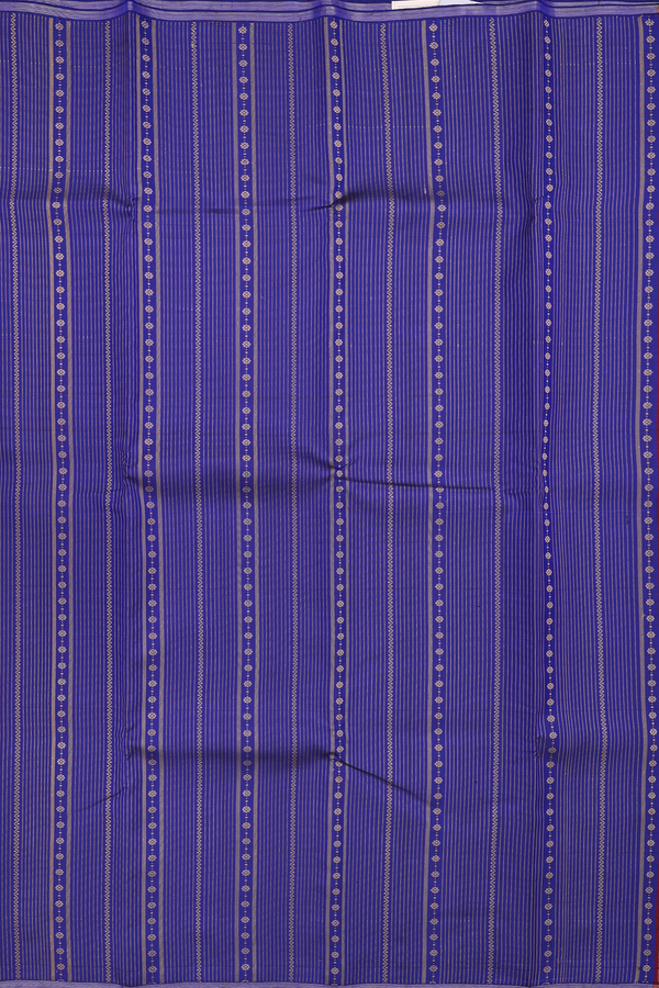 Kanchipuram Silk Saree In Royal Blue With Stripes Design