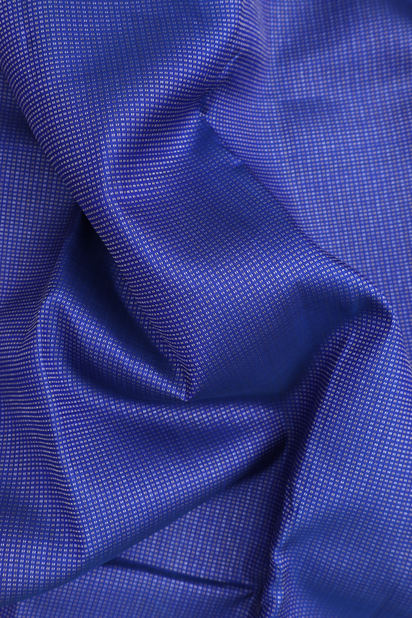 Kanchipuram Silk Saree In Royal Blue With Stripes Design
