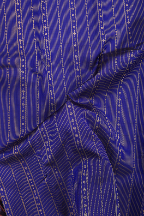 Kanchipuram Silk Saree In Royal Blue With Stripes Design