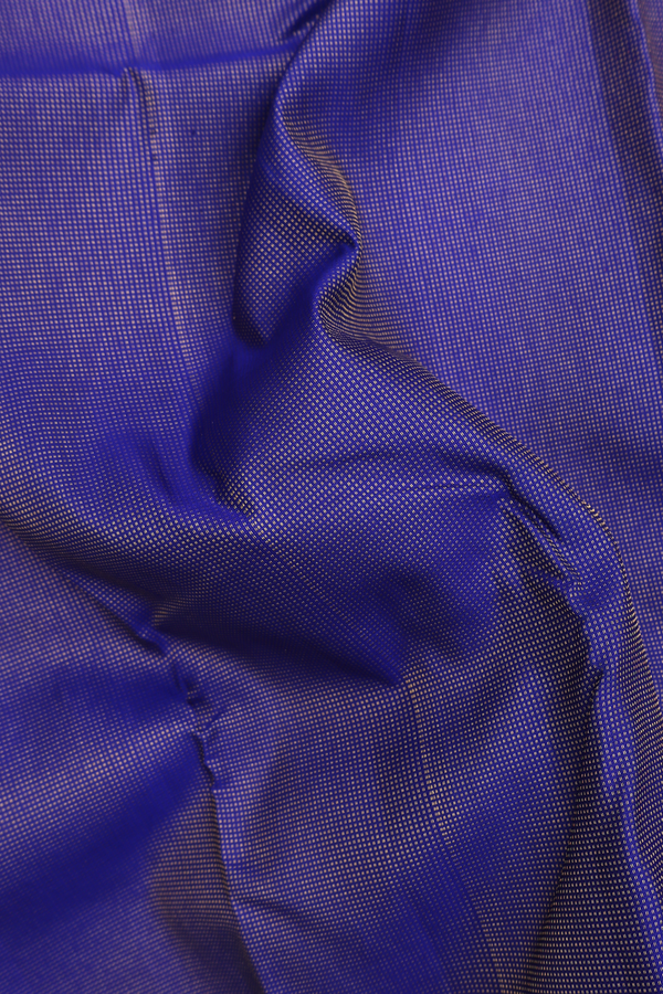 Kanchipuram Silk Saree In Royal Blue With Stripes Design