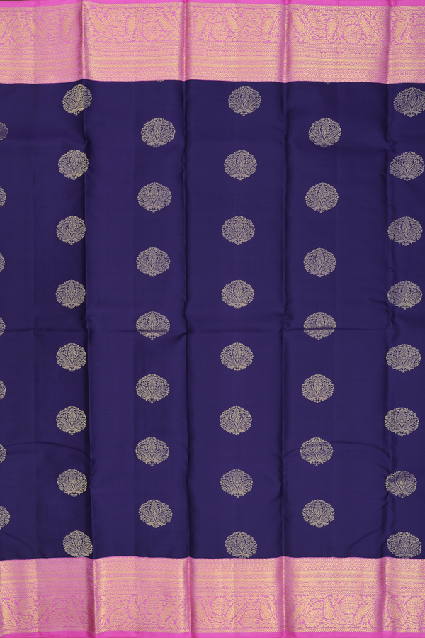 Kanchipuram Silk Saree In Royal Blue With Tree Motifs