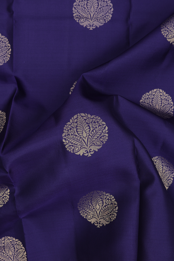Kanchipuram Silk Saree In Royal Blue With Tree Motifs