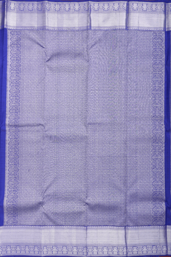 Kanchipuram Silk Saree In Royal Blue With Vanasingaram Design