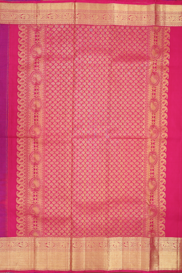 Kanchipuram Silk Saree In Royal Blue With Vanasingaram Design