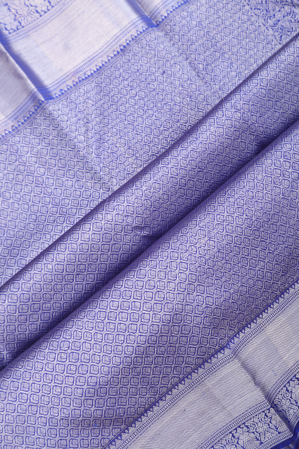 Kanchipuram Silk Saree In Royal Blue With Vanasingaram Design