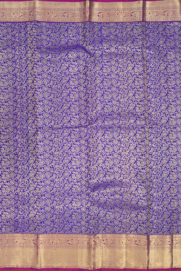 Kanchipuram Silk Saree In Royal Blue With Vanasingaram Design