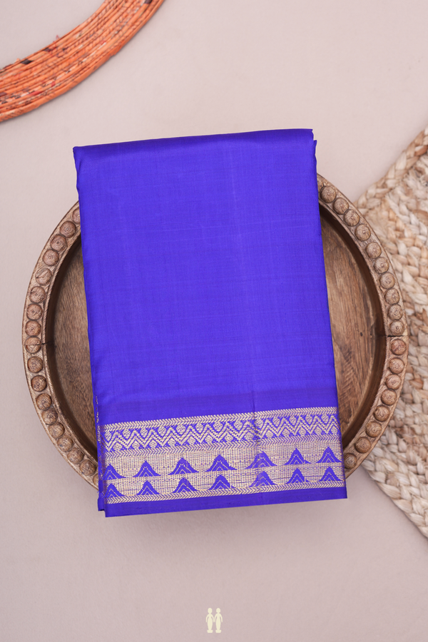 Kanchipuram Silk Saree In Royal Blue With Zari Border