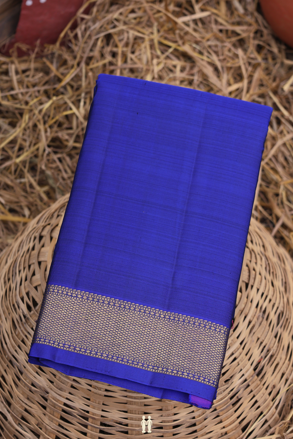 Kanchipuram Silk Saree In Royal Blue With Zari Border