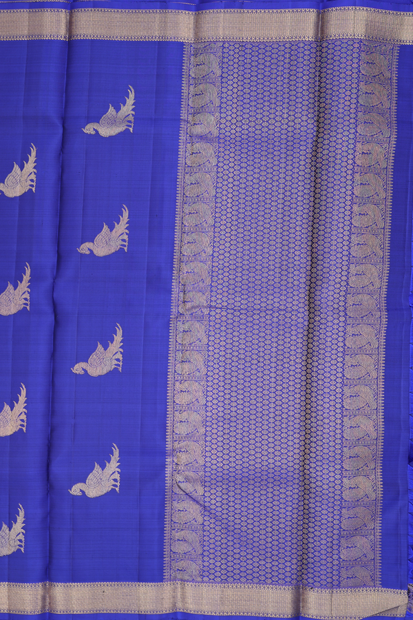 Kanchipuram Silk Saree In Royal Blue With Zari Border