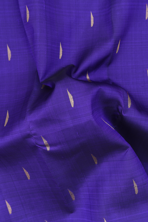 Kanchipuram Silk Saree In Royal Blue With Zari Buttas