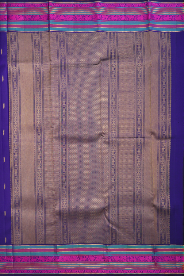 Kanchipuram Silk Saree In Royal Blue With Zari Buttas