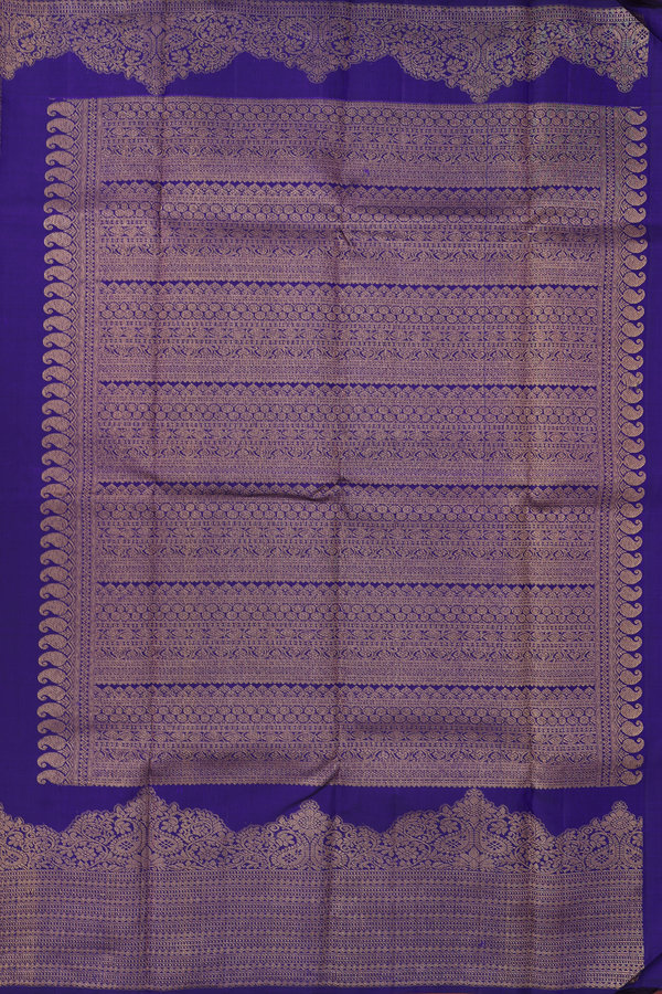 Kanchipuram Silk Saree In Royal Blue With Zari Buttas