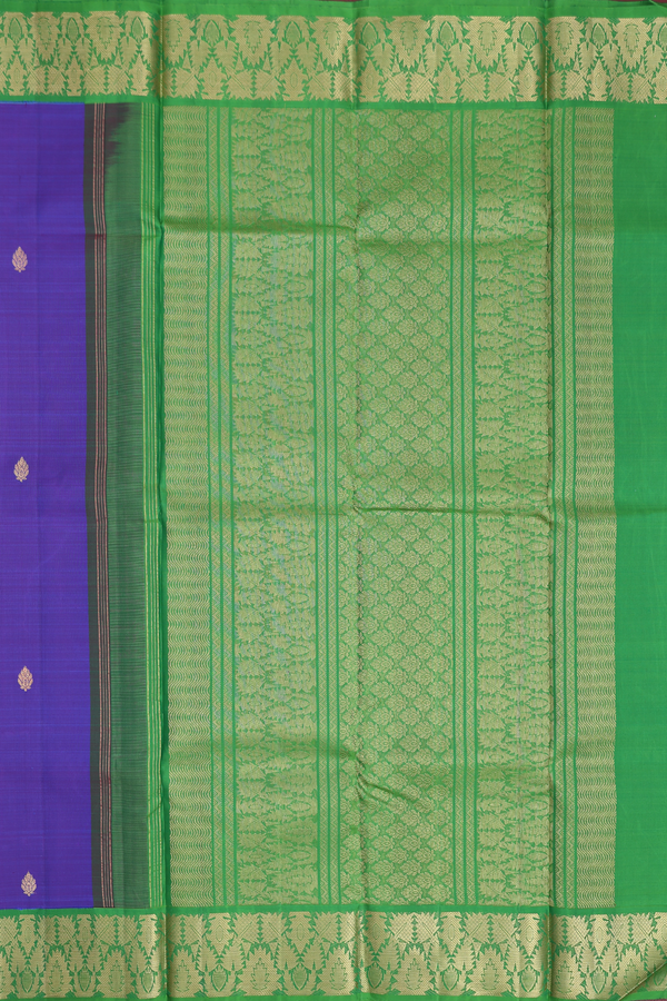 Kanchipuram Silk Saree In Royal Blue With Zari Buttas