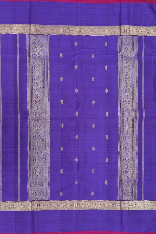 Kanchipuram Silk Saree In Royal Blue With Zari Buttas