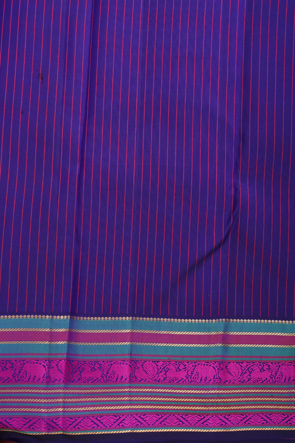 Kanchipuram Silk Saree In Royal Blue With Zari Buttas