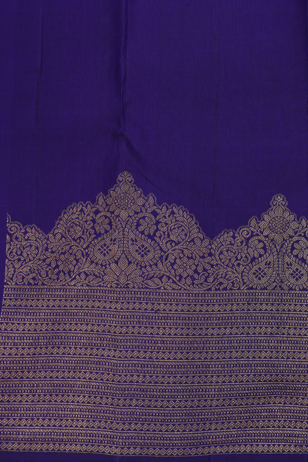 Kanchipuram Silk Saree In Royal Blue With Zari Buttas