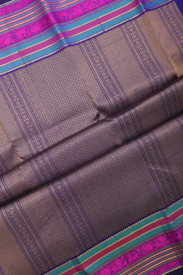 Kanchipuram Silk Saree In Royal Blue With Zari Buttas
