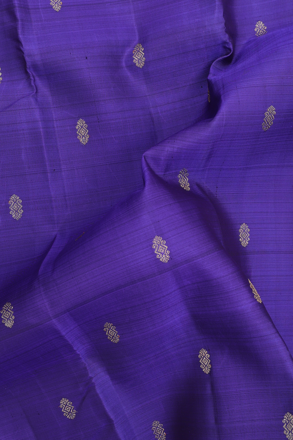 Kanchipuram Silk Saree In Royal Blue With Zari Buttas