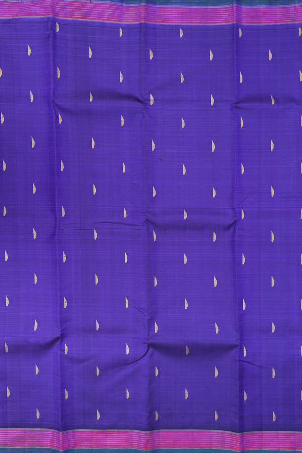 Kanchipuram Silk Saree In Royal Blue With Zari Buttas