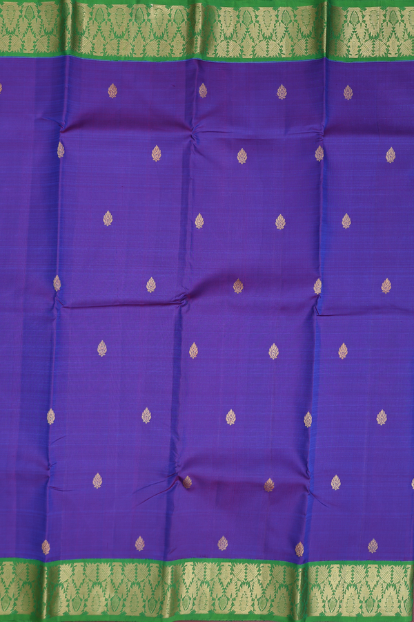 Kanchipuram Silk Saree In Royal Blue With Zari Buttas