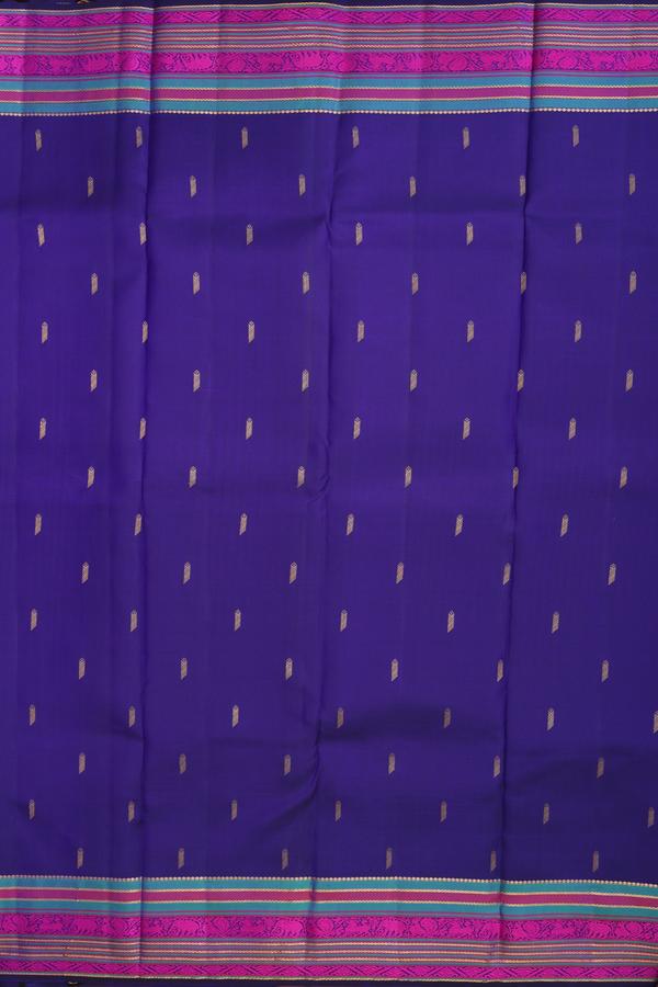 Kanchipuram Silk Saree In Royal Blue With Zari Buttas