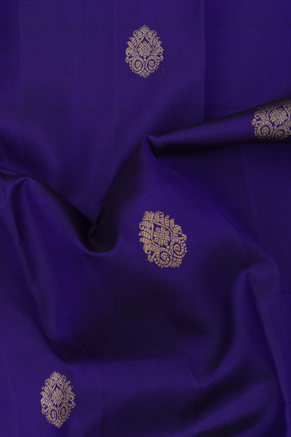 Kanchipuram Silk Saree In Royal Blue With Zari Buttas