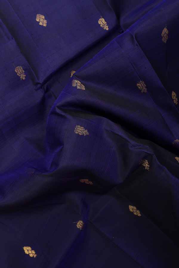 Kanchipuram Silk Saree In Royal Blue With Zari Buttas