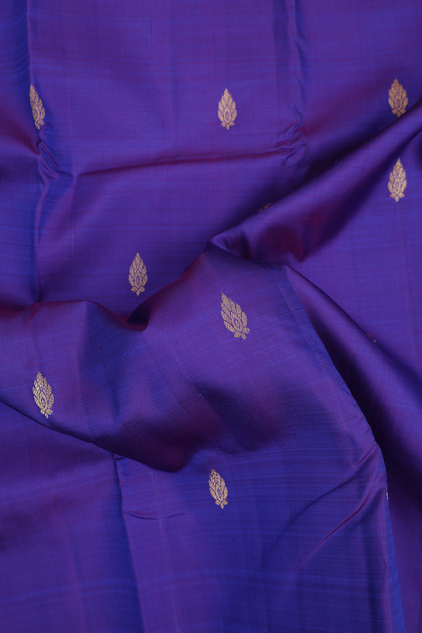 Kanchipuram Silk Saree In Royal Blue With Zari Buttas