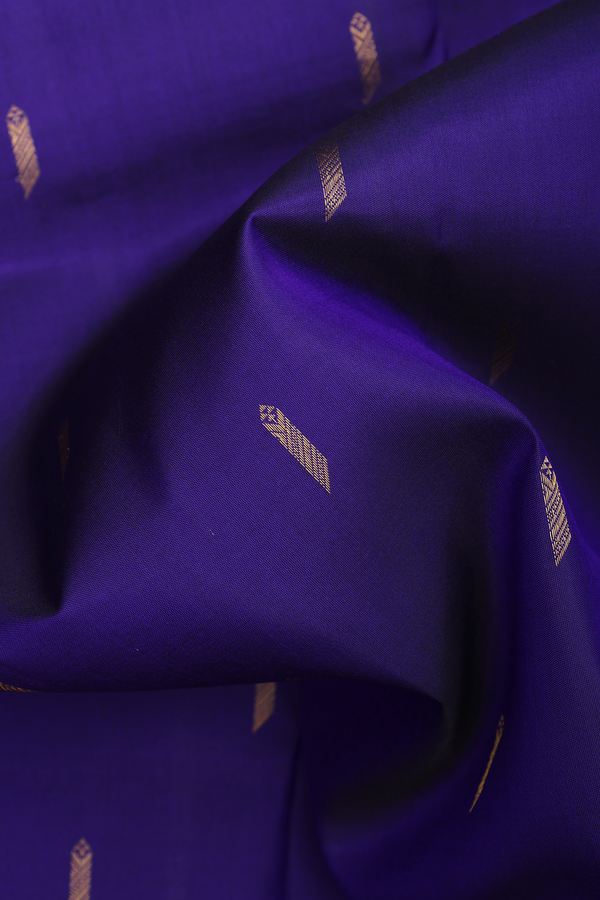 Kanchipuram Silk Saree In Royal Blue With Zari Buttas