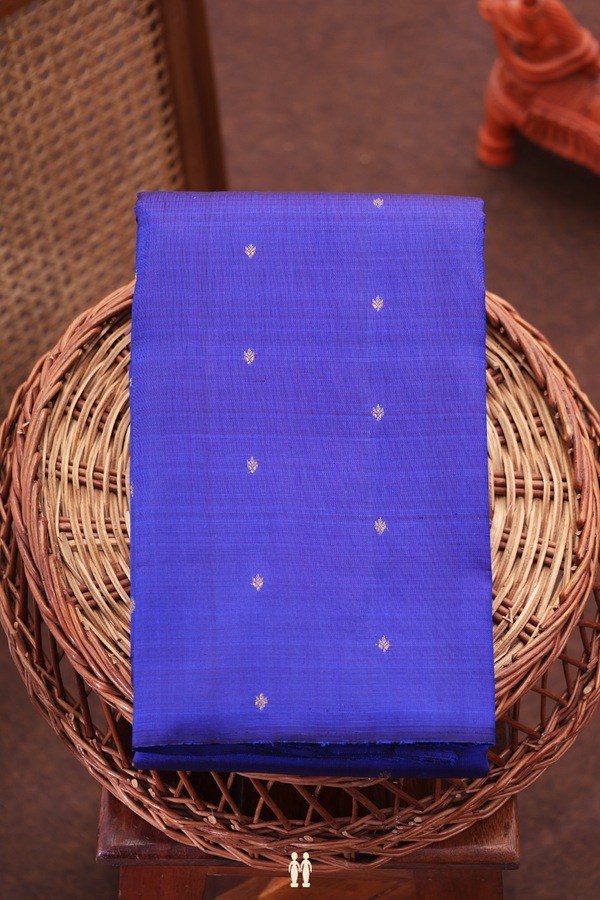 Kanchipuram Silk Saree In Royal Blue With Zari Buttis